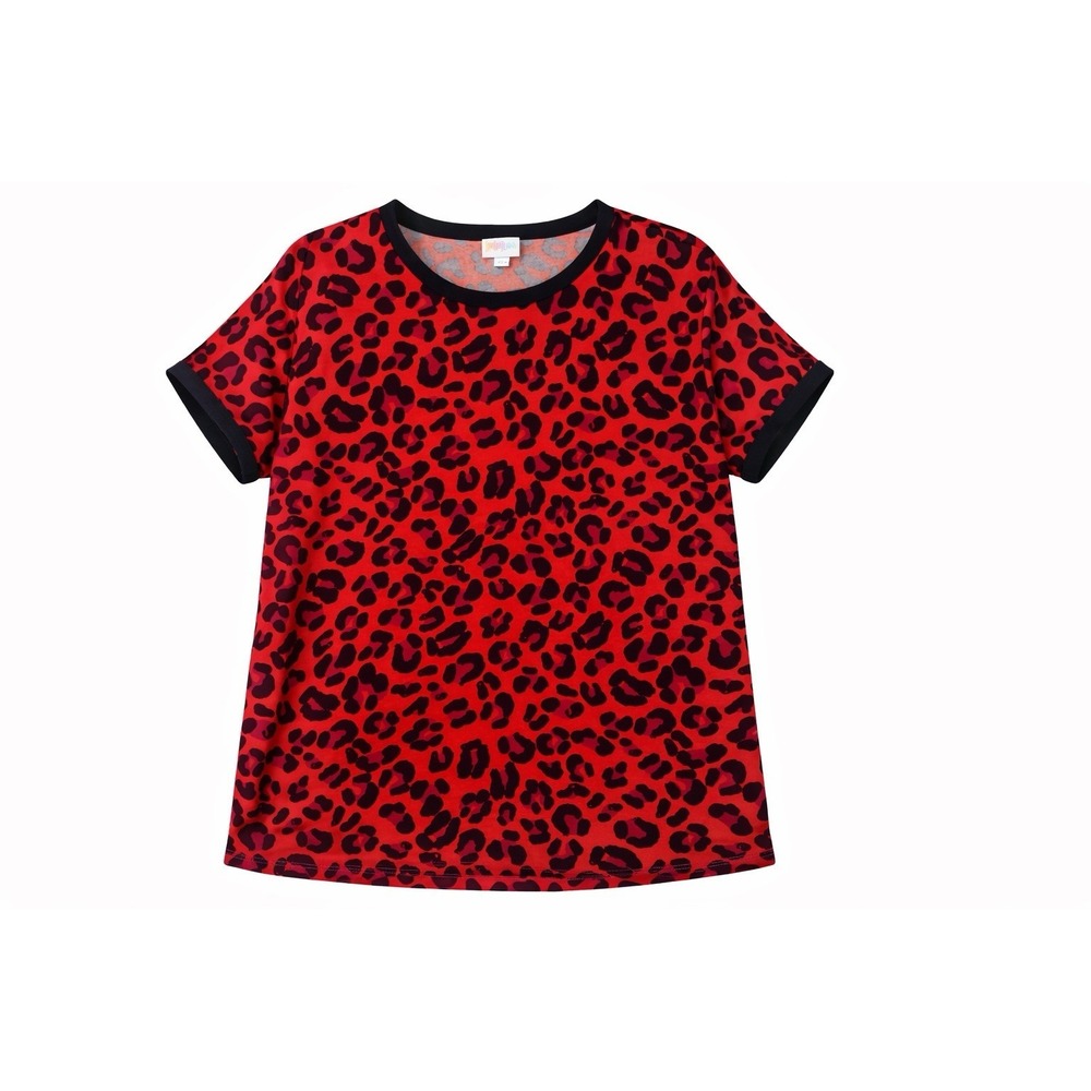 Lularoe Classic Tee XL Red Black Leopard Animal Print Short Sleeve Women's Top